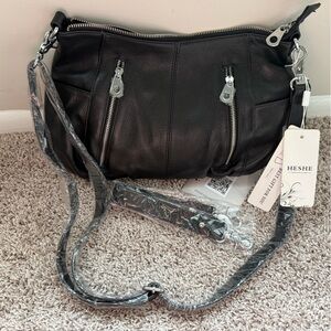 NWT Black Leather Shoulder/Crossbody Bag